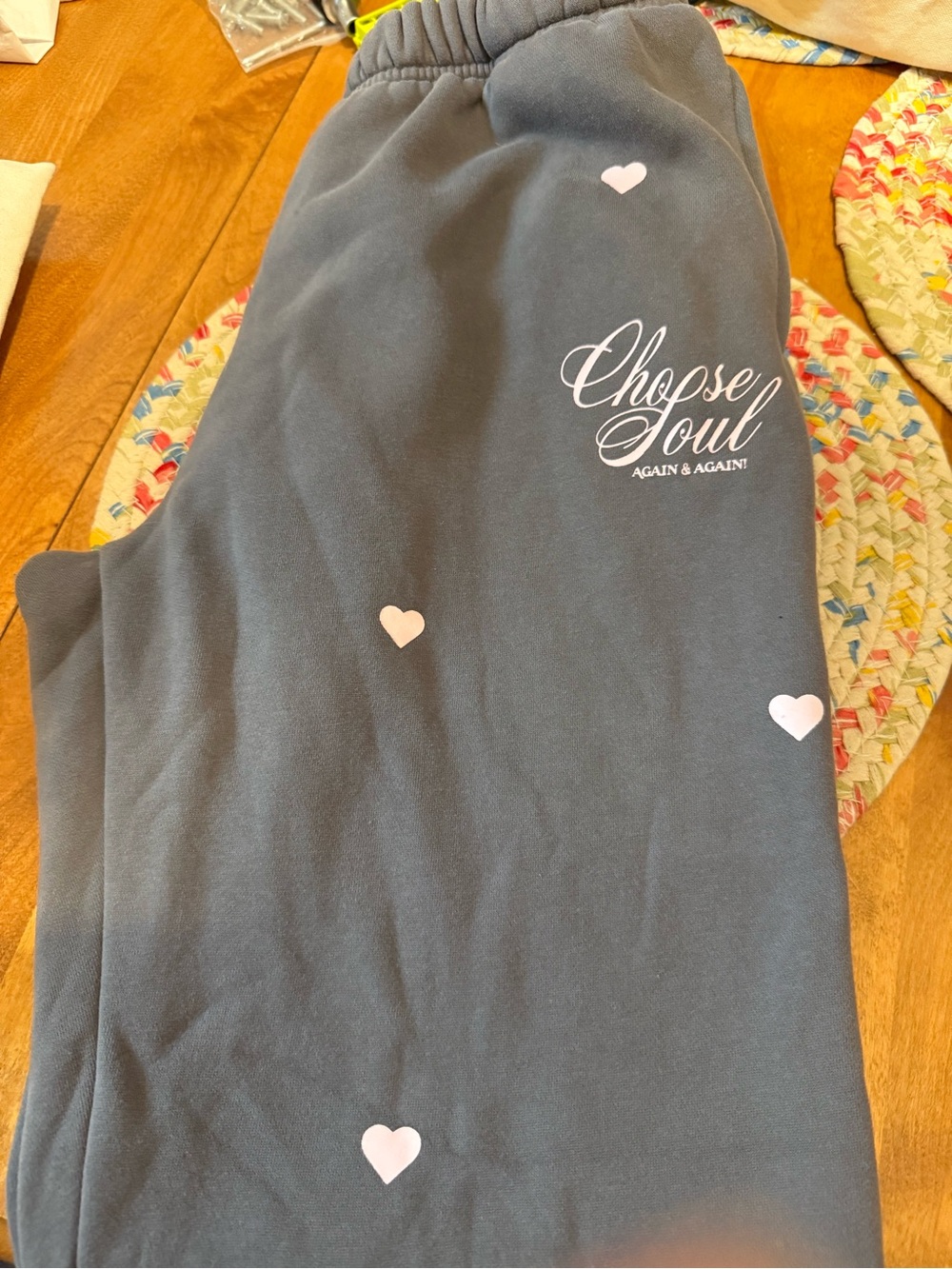 Choose Soul Graphic Sweatpants in Charcoal with Pink Hearts